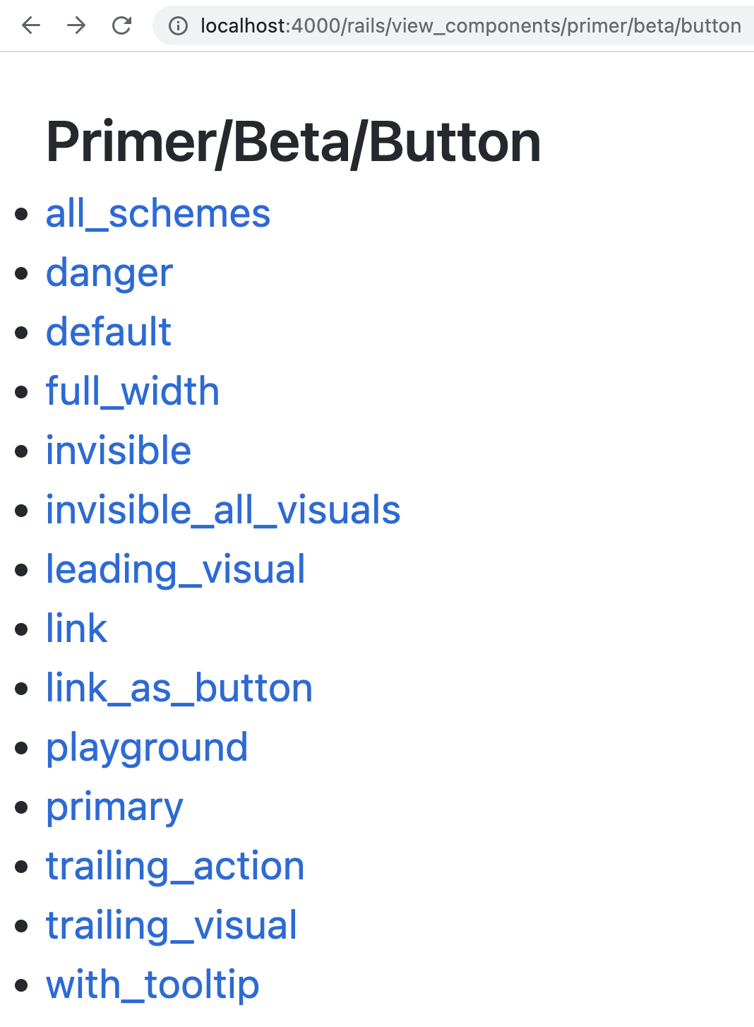 Screenshot of list of button previews