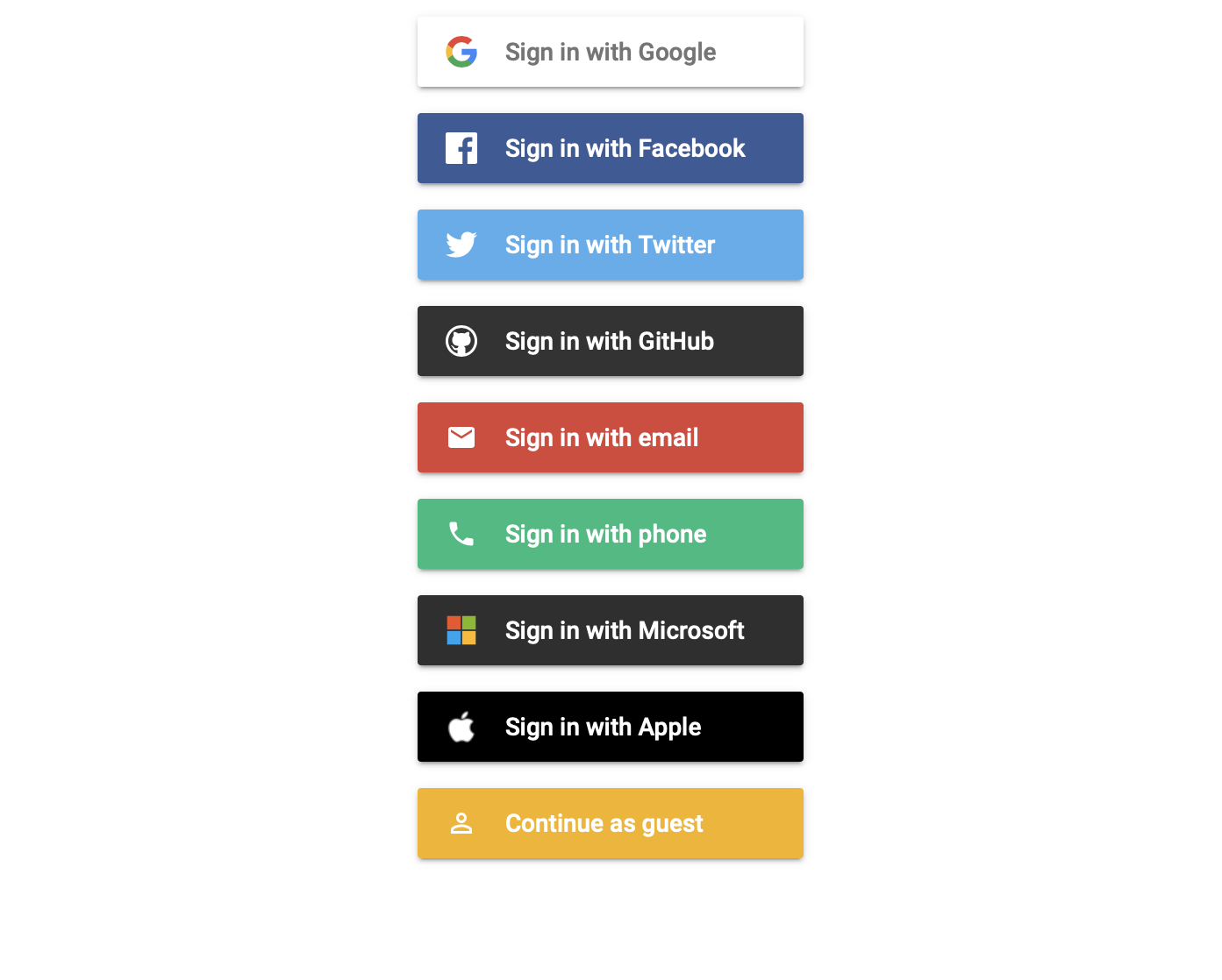 Screenshot of single sign on with multiple oauth providers