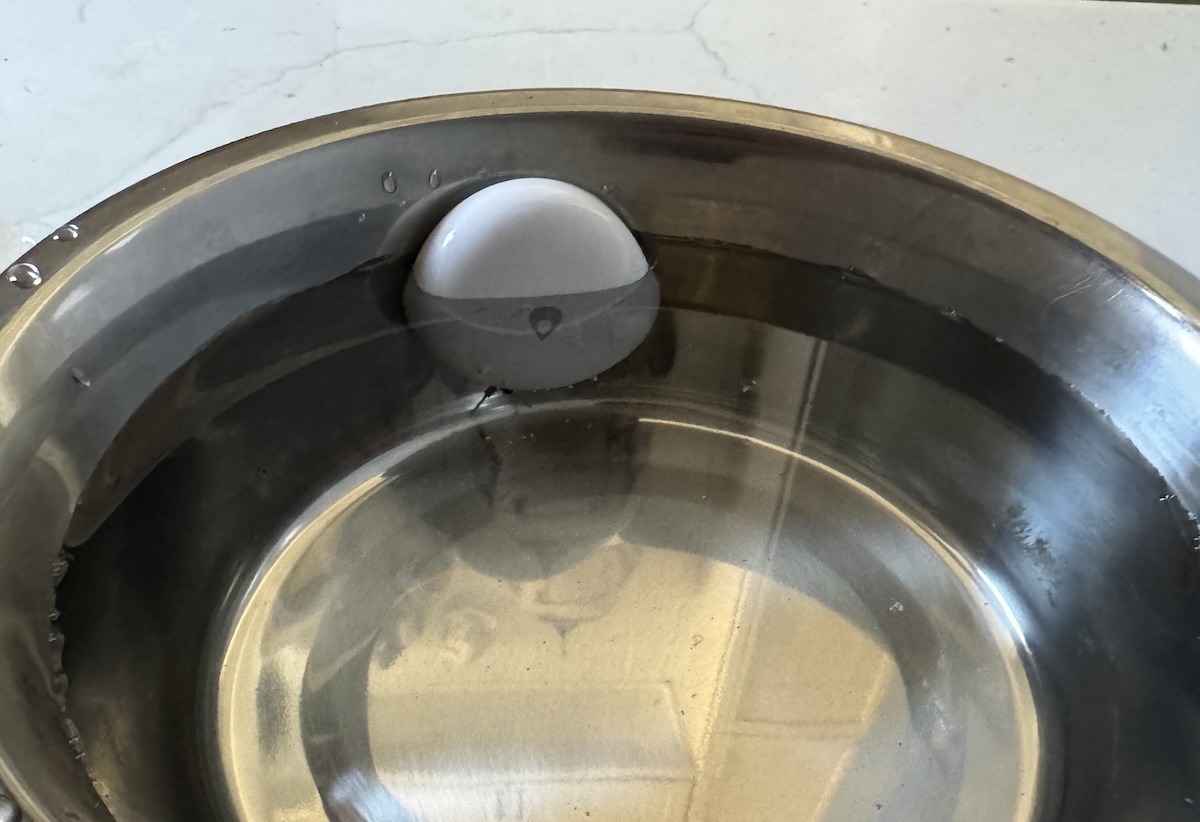 Leak sensor installed in dog bowl