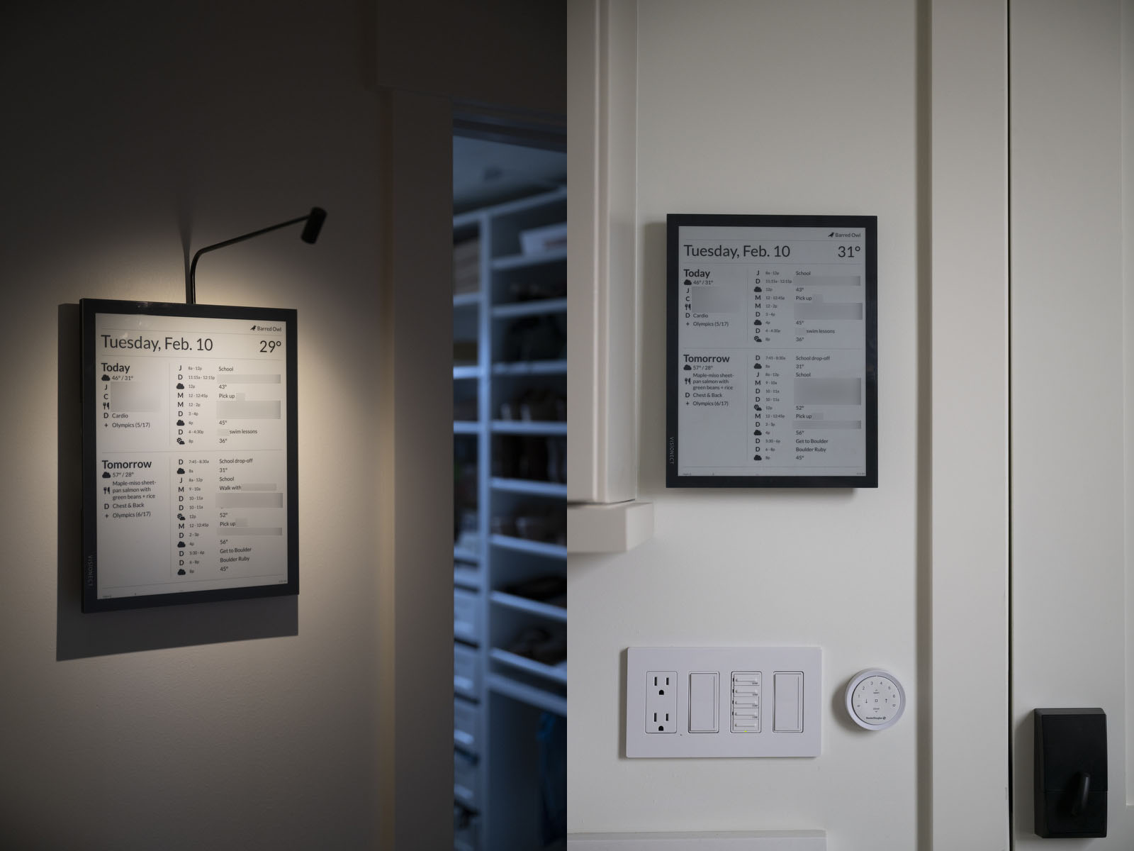 Bedroom and mudroom displays